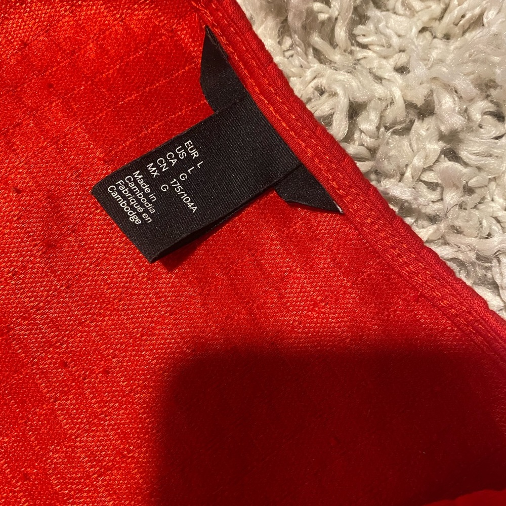 H&M Red Orange Fit & Flare Skater Swing Knee Length Dress Size: L - Picture 7 of 7